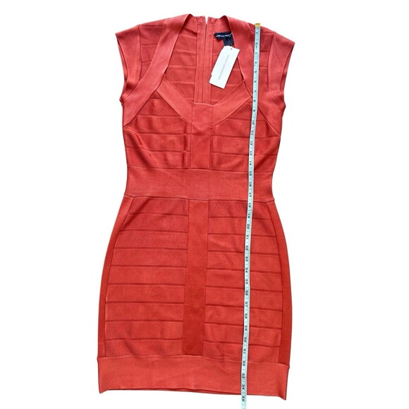 French Connection Classic Bodycon Bandage Dress Mini Dark Orange Rust Size 8 - Picture 7 of 7